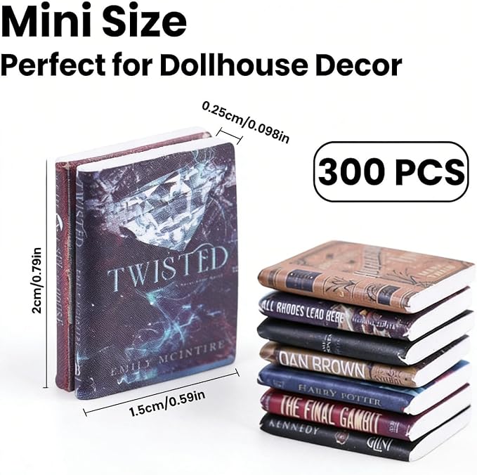 DIYDEC 300pcs Mini Books Miniatures Dollhouse Books - Image 2