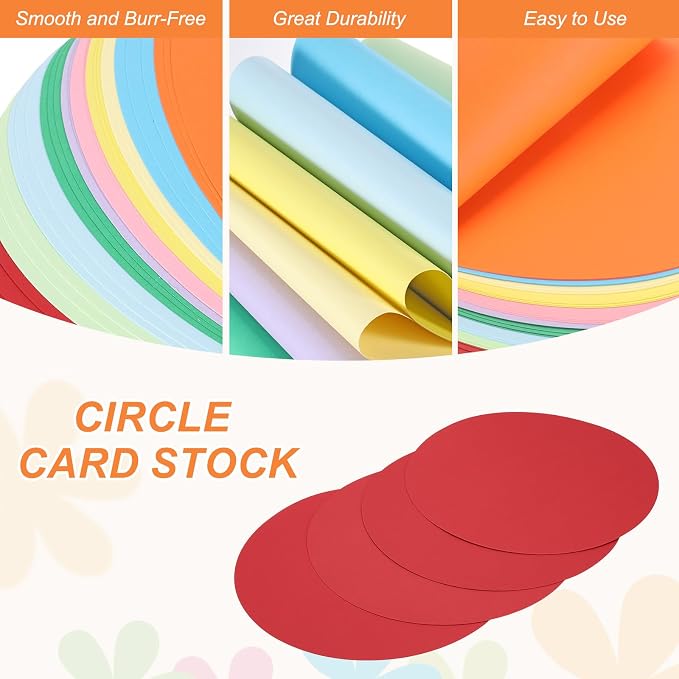 MECCANIXITY 24 Pcs Circle Card Stock, 8.3 Inch Round Cutouts Paper Thick - Image 3
