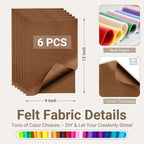 Cognac Soft Felt Sheets for Crafts, 1.6mm Thick, Kids' Crafts, DIY Projects - Image 2
