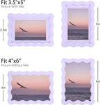 4x6 Picture Frame with Mat for 3.5x5, Wavy Edge Wooden Real Glass Photo Frame - Image 3