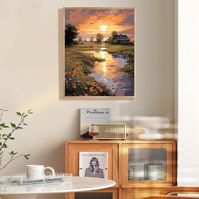 Fountor Paint by Numbers Kit for Adults Beginner, Countryside Sunset Adult - Image 2