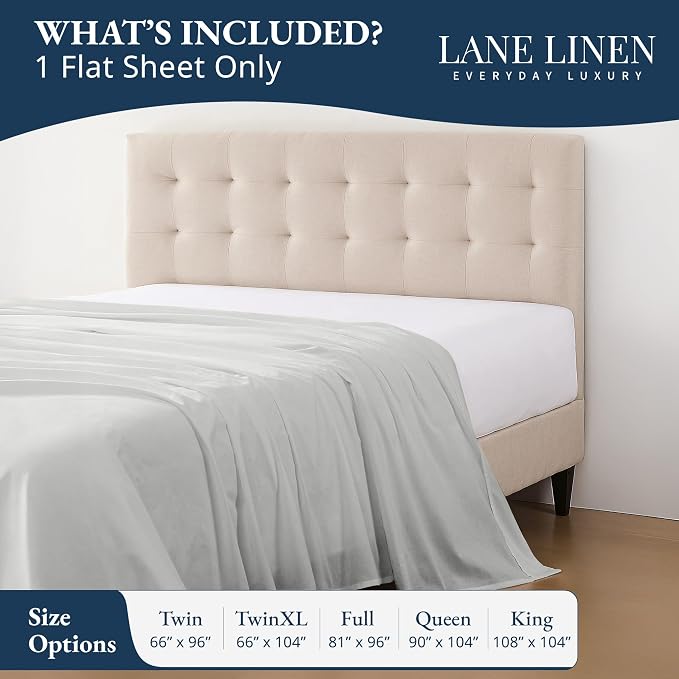 Lane Linen 100% Organic Cotton Queen Size Flat Sheet Only - Image 2