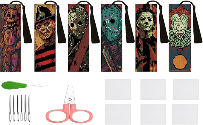 DYAIANGMU Halloween 6 Pcs Cross Stitch Bookmark Kit by Unknown