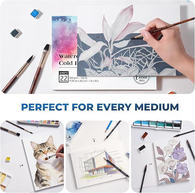 Watercolor Paper Block 7x10 Inch, Fuumuui 100% Cotton Watercolor Paper Pad of - Image 7