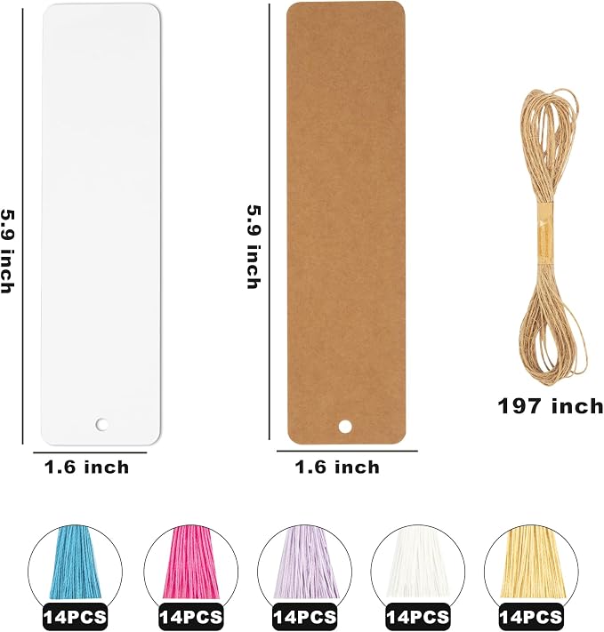 SWATOM 141 PCS Paper Blank Bookmarks to Decorate 70 Sets Cardstock DIY - Image 3