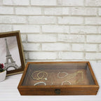 MOOCA Wood Glass Top Jewelry Display Case Accessories Storage, Wooden Jewelry - Image 7