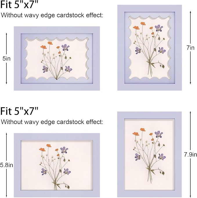 5x7 Picture Frame with Real Glass, Wooden cute 5 x 7 Photo Frame with Wavy Mat - Image 3