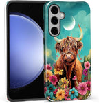 for Samsung Galaxy S25 FE Case, Highland Cow Flower Pattern Glossy 2 in 1 - Image 3