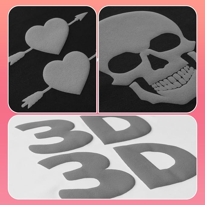 VinylRus Silver Puff Heat Transfer Vinyl -12” x 6ft Puffy 3D Grey Iron on Vinyl - Image 2