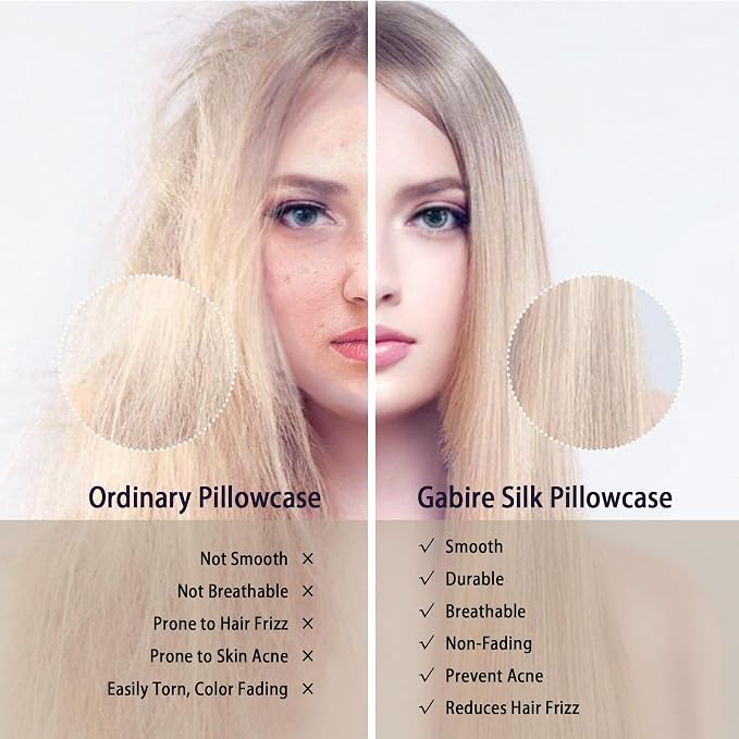 Gabire Mulberry Silk Pillow Cases Set of 2, Both Sides Real Silk Pillowcases - Image 3