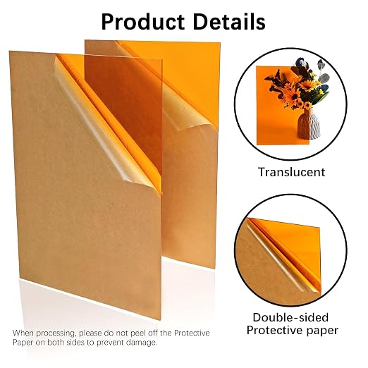 Translucent Orange Acrylic Sheets 8*12 inch 1/8" Thick Red Transparent Cast - Image 3