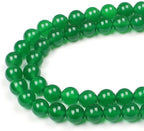 MJDCB 7A Natural Green Agate Beads Round Stone Loose Beads by MJDCB
