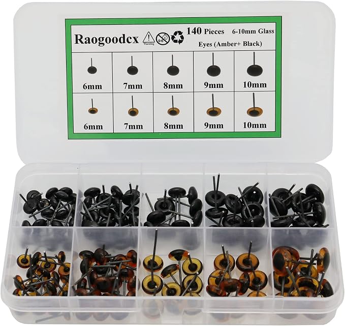 140Pcs Needle Felting Eyes 6-10mm mini Glass Amber by Raogoodcx