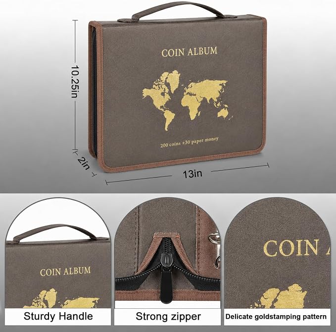 Coin Collection Book Holder for Collectors, 200 Pockets Collecting Album& 30 - Image 3