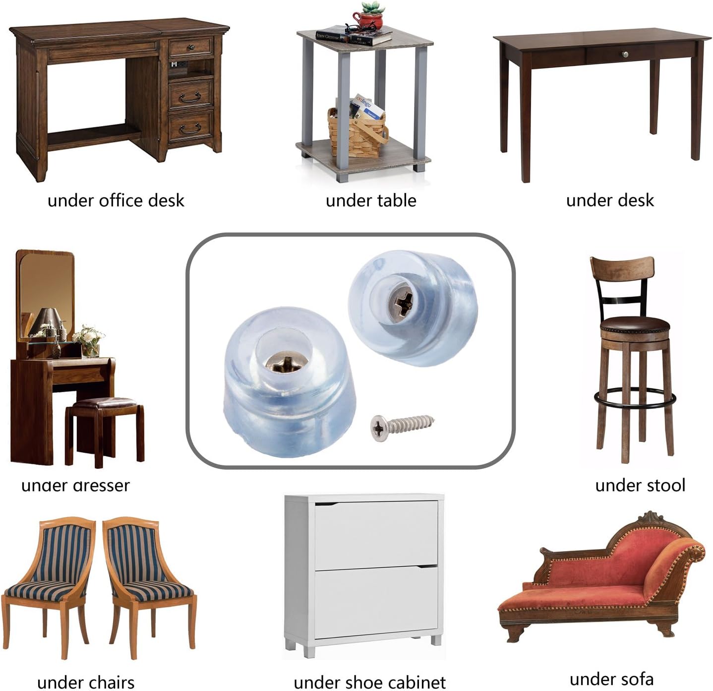 20pcs Round Furniture Pads,ULIFESTAR Wood Floor Protectors,Non Slip Furniture Leg Grippers Glides Sliders Caps Carpet Saver Surface Protection for Chair Table Desk Dresser Cabinet Sofa Feet