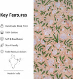 E-Tailor® Hand-Block Printed Pre-Cut Cotton Fabric Ideal - Image 3
