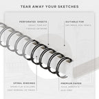 BEECHMORE BOOKS 5.6"x8.5" Spiral Sketchbook – 140 GSM Acid-Free Paper, 100 - Image 3