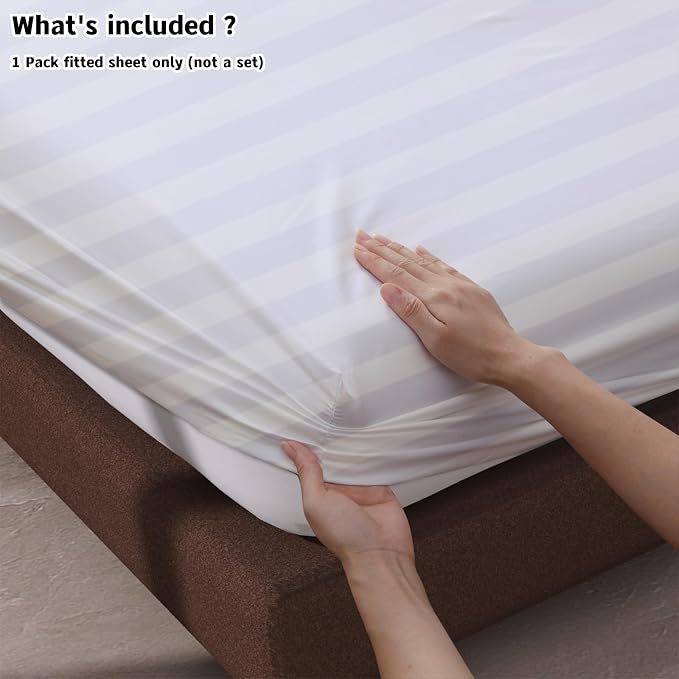 100% Egyptian Cotton Fitted Sheet Twin Size, 600 Thread Count, Single Fitted - Image 4