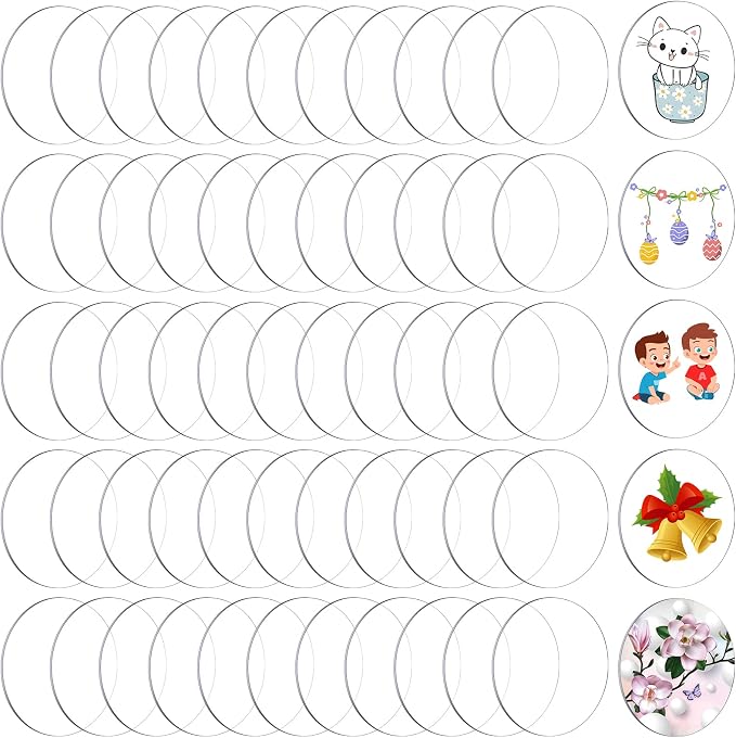 60 Pieces Transparent Acrylic Circle Discs Thick Round Acrylic Sheets Blanks by Zonon