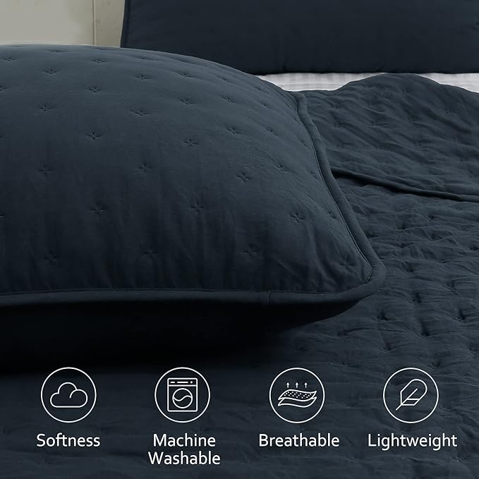 ROARINGWILD Navy Blue Queen Size Quilt Bedding Set - Image 3