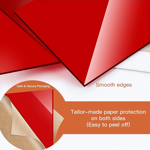 Red Acrylic Sheet 12" x 16" x 1/8" Thick, ALCCIFI 2 Pack Opaque Glossy Cast Red - Image 4