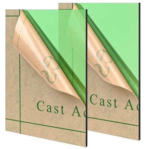 Lesnlok Green Acrylic Sheets 1/8 inch Thick 3mm 2 Pack 8 x 10 Clear Plexiglass by Lesnlok