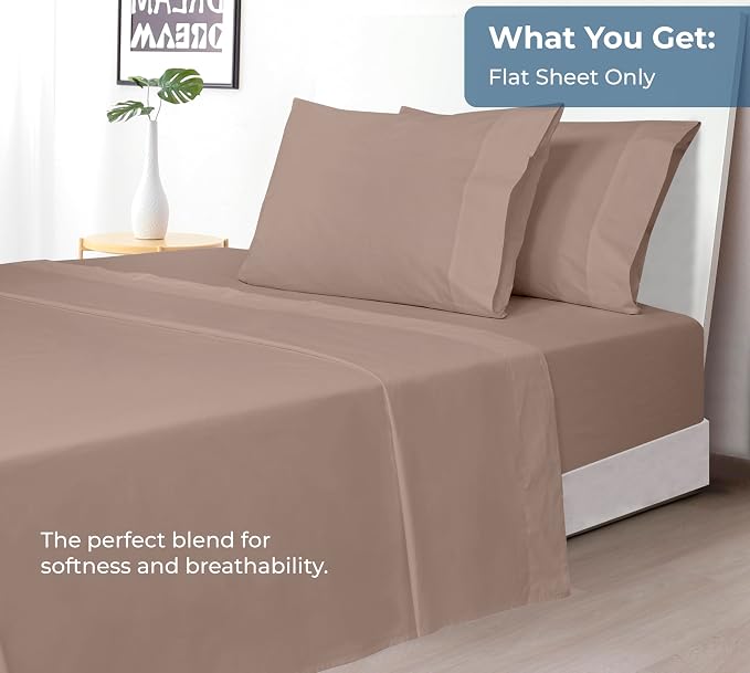 Royale Linens 100% Organic Cotton Queen Flat Sheet Only - Image 5