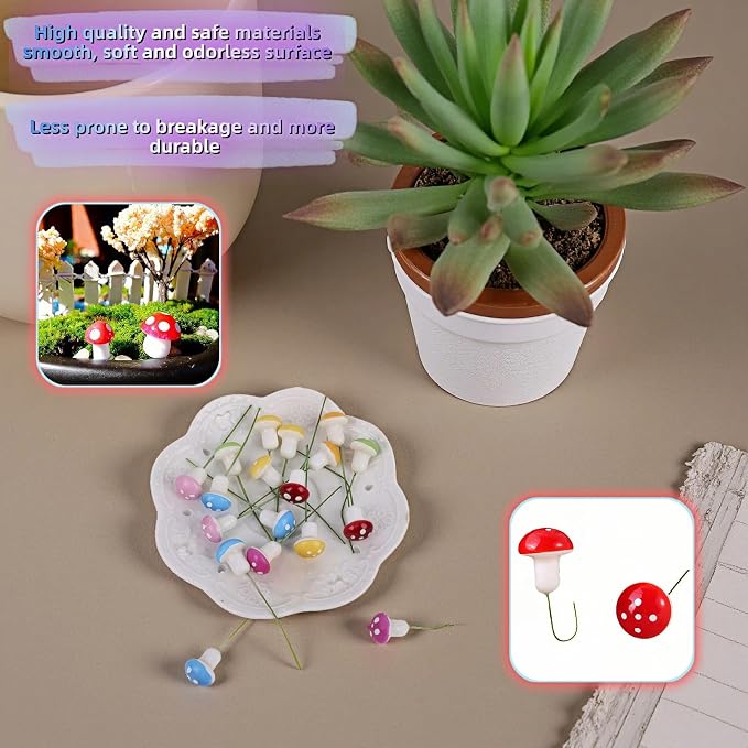 Enchanted Garden Miniature Mushroom Decorations, 40-Piece Resin Fairy Garden - Image 3
