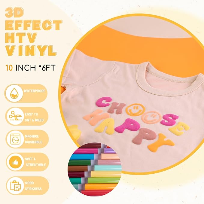 Tintnut Saffron Mango Puff Heat Transfer Vinyl Roll, easy cut & weed, stretch - Image 2