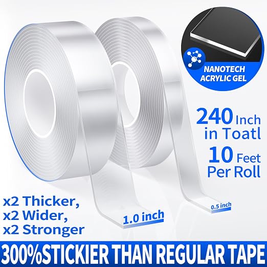JIXZEN Double Sided Tape Heavy Duty 240", Extra Strong Removable Nano Mounting - Image 2