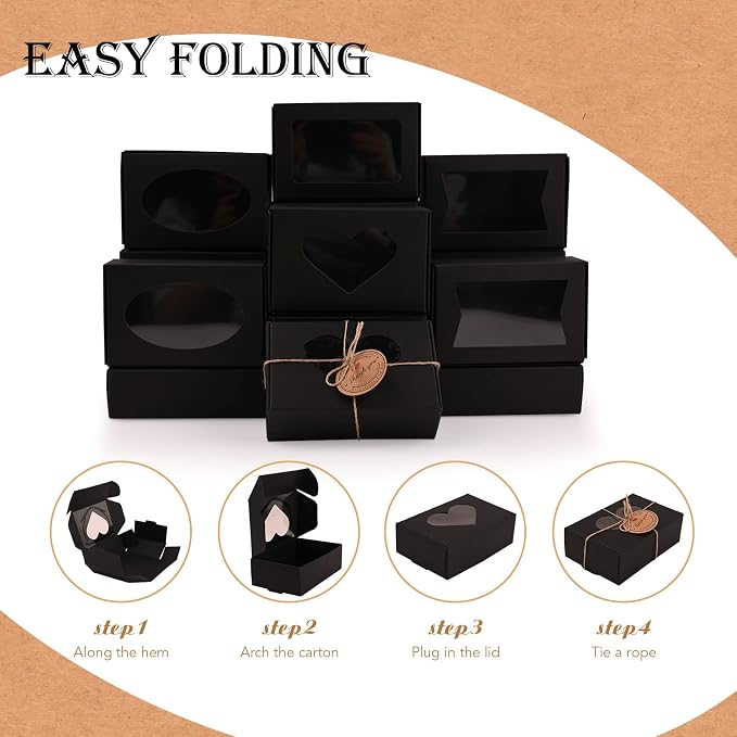 32 PCS Black Soap Boxes for Homemade Soap, 3.54 X 2.36 X 1.18 Inch Soap - Image 3