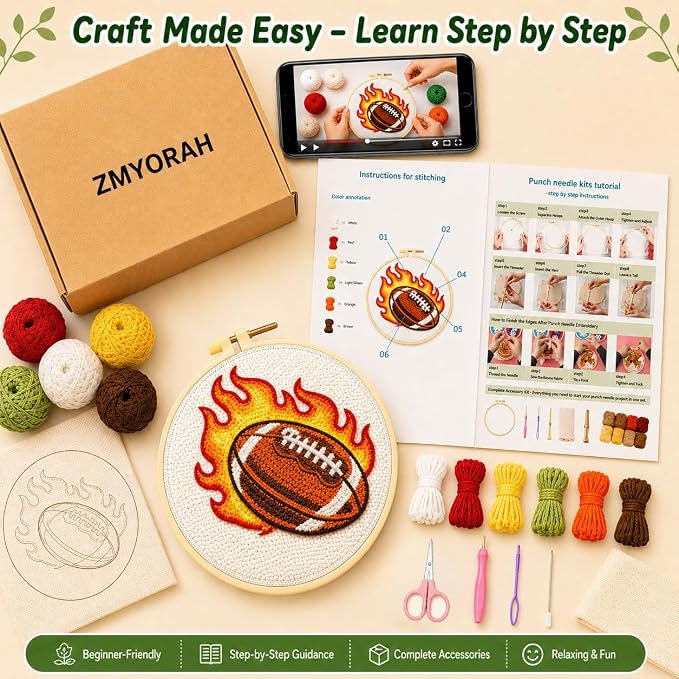 ZMYORAH American Football Punch Needle Kit - Image 5