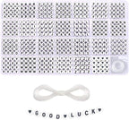 1400 Pieces 4x7mm White Round Acrylic Alphabet Letter Beads A-Z Heart Pattern by YYOODS