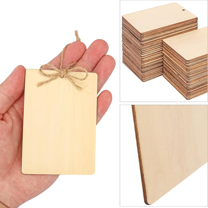 200 PCS Unfinished Wood Pieces – 2.5 x 3.5 inches Rustic Rectangular Wooden - Image 3
