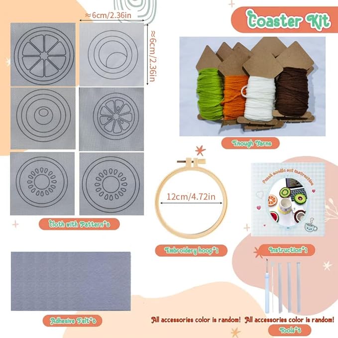 Avtytsda 6PCS Punch Needle Coaster Kit, Easy Punch Needle DIY Embroidery Set - Image 3