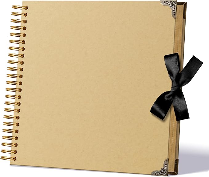 Scrapbook Album 12 Inch 50 Sheets 100 Pages, Kraft Paper Cover DIY Photo Album by Hiwhy