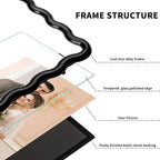 3-2x3‘’ Black Heavy-Duty Zinc Alloy Picture Frames, Unique Wave Design Black - Image 3