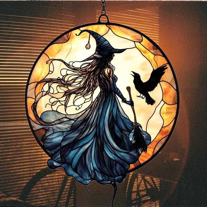 Witch Faux Mosaic Acrylic Suncatcher Stained Glass Effect Window Car Hanging - Image 7