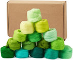 Boutigem 15 Colors 75G Green Needle Felting Wool Roving - Image 2
