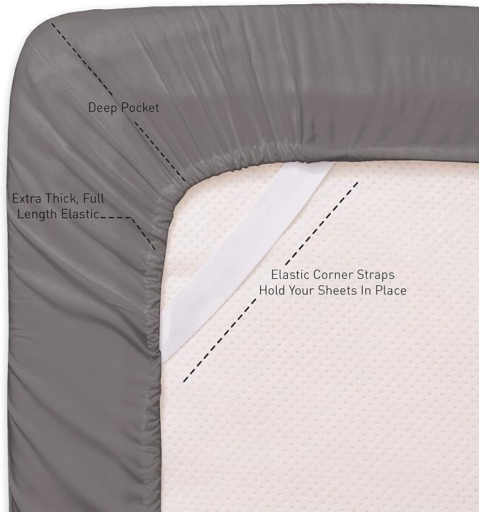 Twin Fitted Sheet Only with Full Elastic & Built in Corner Sheet Straps to - Image 2