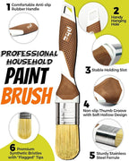 3 Pack Pro Paint Brush Set, Comfy Rubber Handle, Ultra-Smooth & Even Finish - Image 2