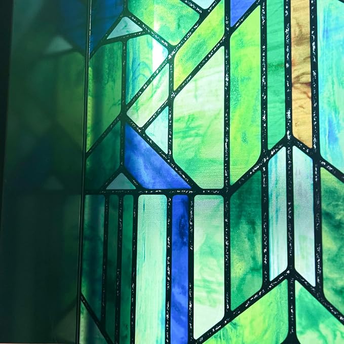Original Hand Drawn Faux Stained Glass Window Film, Double-Sided Privacy Static by ChicSkin