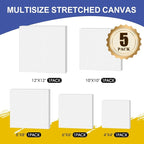 FUMILE Stretched Canvas for Painting Multi 5 Pack Square Canvas 4x4, Cotton - Image 2