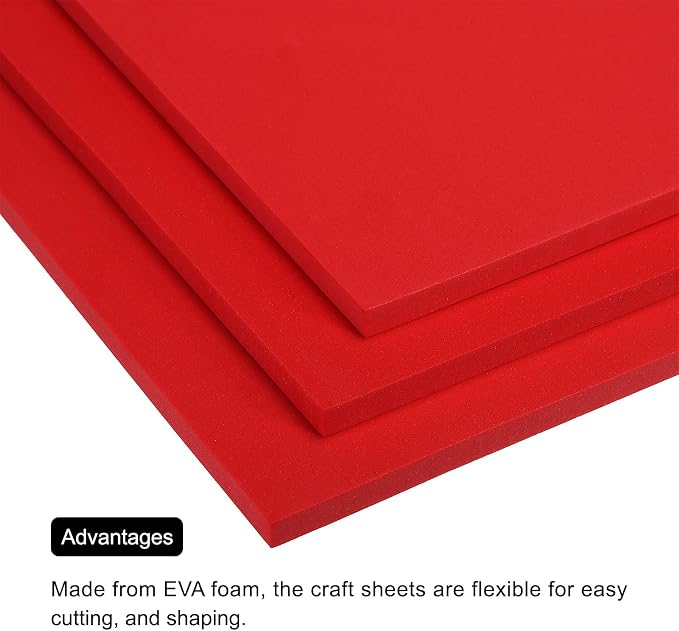 MECCANIXITY EVA Foam Sheets Red 9.8 Inch x 9.8 Inch 10mm Thick Crafts Foam - Image 4