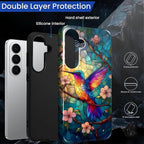 for Samsung Galaxy S26 Case, Stained Glass Hummingbird Pattern Glossy 2 in 1 - Image 3