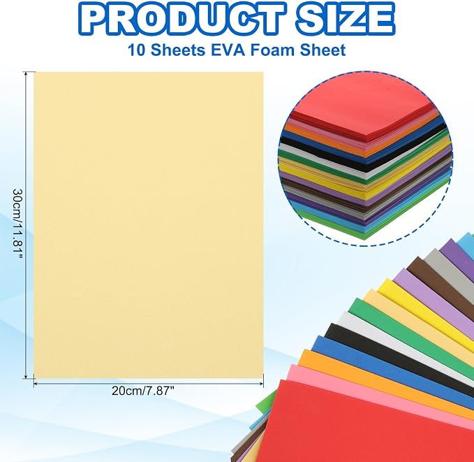 PATIKIL 10 Pcs Beige EVA Foam Sheets, 12 x 8 Inches Foam Sheets - Image 2
