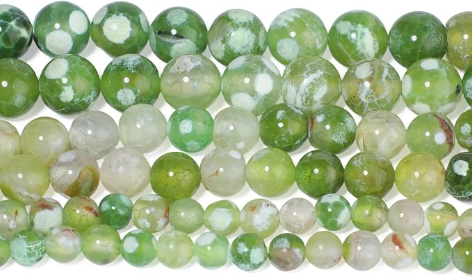 45pcs Round Loose Light Green Fire Agate Beads - Image 8