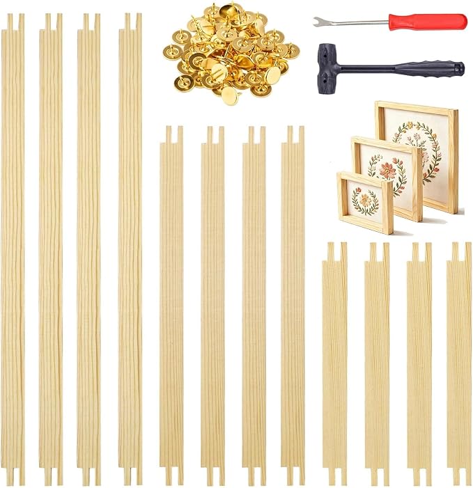 12 Pcs Stretcher Bars for Needlework, 3 Sizes Needlepoint Stretcher Bars Set by LINBLIF