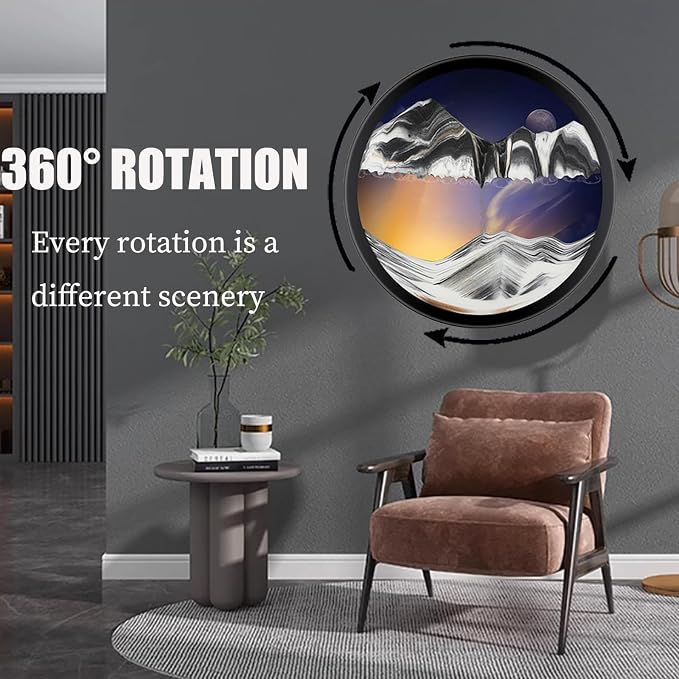 TNSLGHS Moving Sand Art, Wall Mounted Sand Art Liquid Motion, 360°Rotate Moving - Image 2
