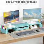 Spacrea Metal Desk Organizers and Accessories, Dual Monitor Stand Riser - Image 4